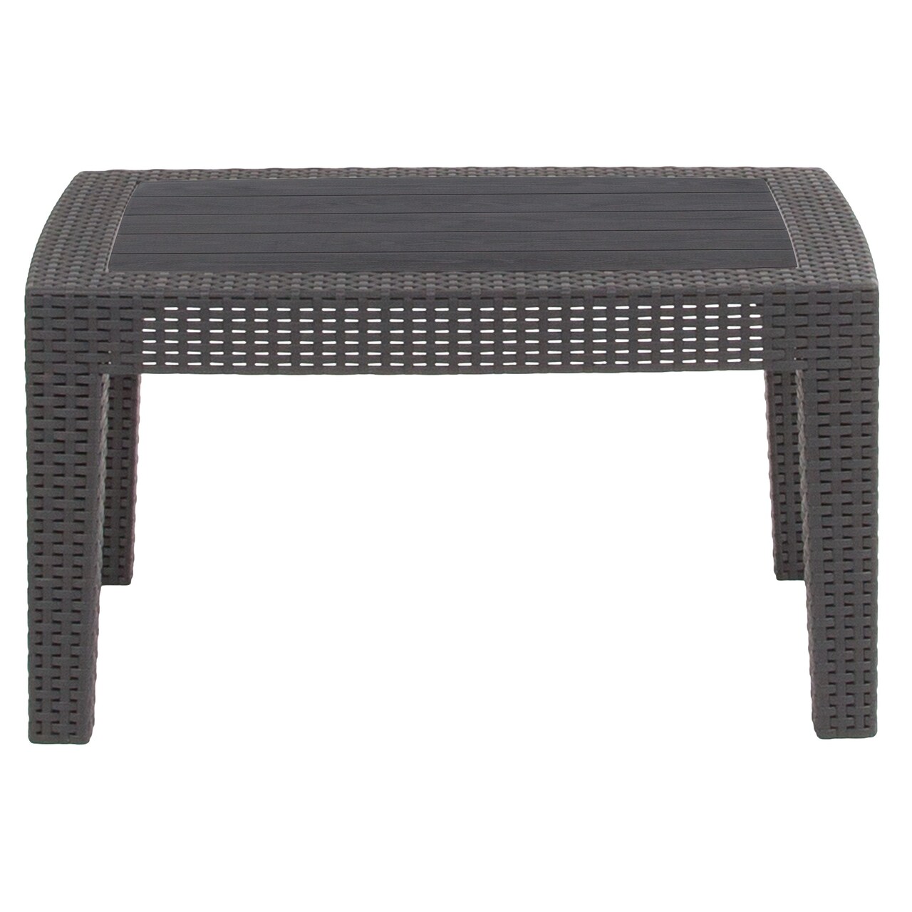 Flash Furniture 27.75&#x22; Charcoal Gray Outdoor Patio Furniture Rectangular Coffee Table